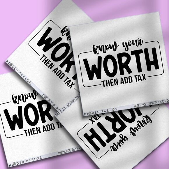 3pc - "Know Your Worth Then Add" Sticker Pack – Water Bottle, Tumbler, Laptop - Picture 1 of 8